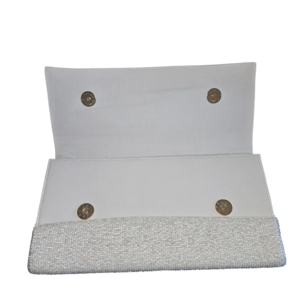 White Beaded Smiley Face Emoji Clutch/ Shoulder Bag